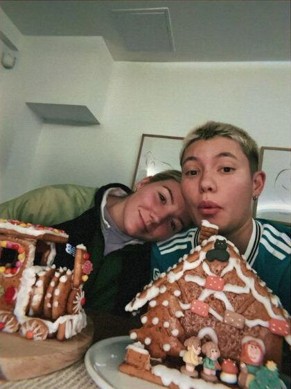 Katie George and issy wong celebrate christmas 