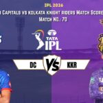 Delhi Capitals vs Kolkata Knight Riders Match Scorecard IPL 2026 Match No 70 at Eden Gardens