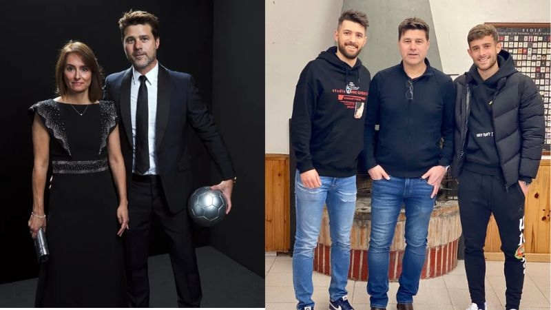 Mauricio Pochettino with her wife and sons